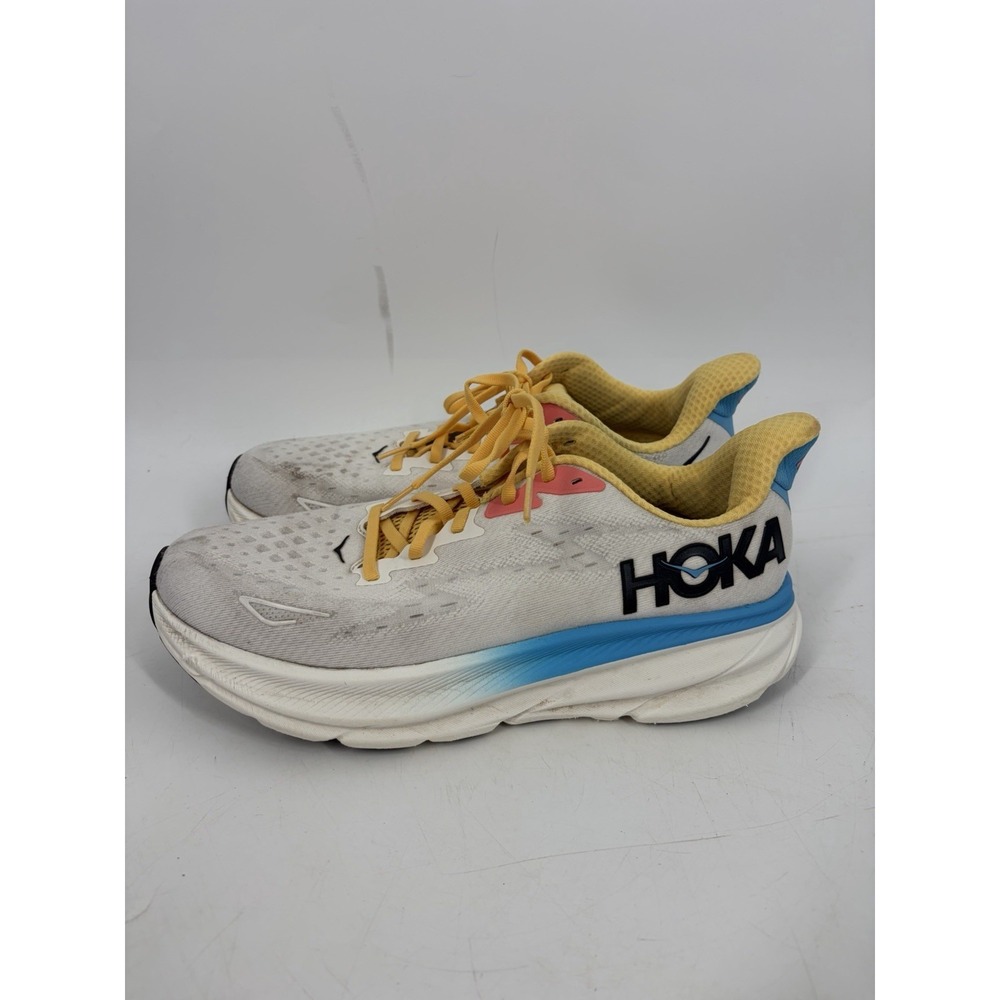Hoka Women's Clifton 9 Running Athletic Shoes Size 11 D Wide White Blue